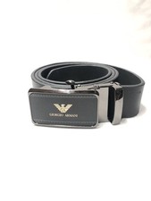 Mens Armani Black Leather Belt Suitable For 30 to 38 Waist(mv0)adjustable