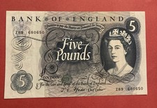 Bank of England 5 Pounds Note  JS Forde  Prefix Z89 680650 (1942)