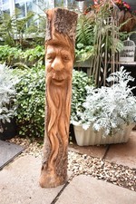 Large Wooden Hand Carved Green