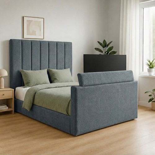 Velvet bed frame ottoman - tv,