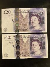 2 x Old British Twenty Pound Notes-Consecutive number-very good condition 