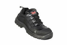 WOMENS TUF S1 SAFETY SHOES TRAINERS BLACK TOE CAP LEATHER UPPER ANTI STATIC