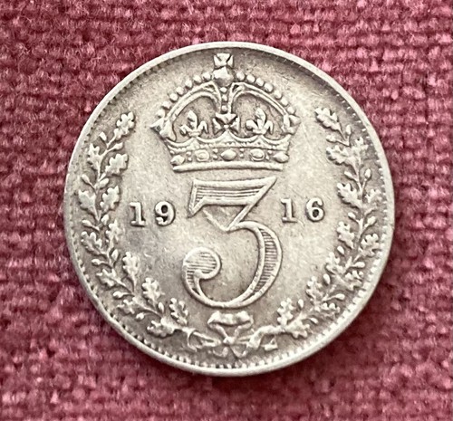 1916 silver threepenny piece - silver,