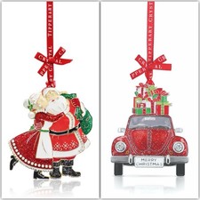 Tipperary Crystal Sparkle Hanging Christmas Decoration Ornaments In Gift Box X2