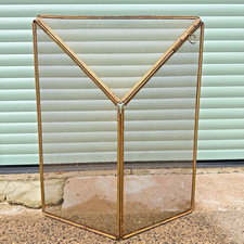 Vintage Fire Guard 3 Sided Folding Mesh Brass Frame Metal Fireplace Screen Retro