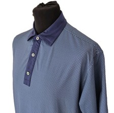 FootJoy Golf Polo Geometric Print Large Athletic Fit Blue
