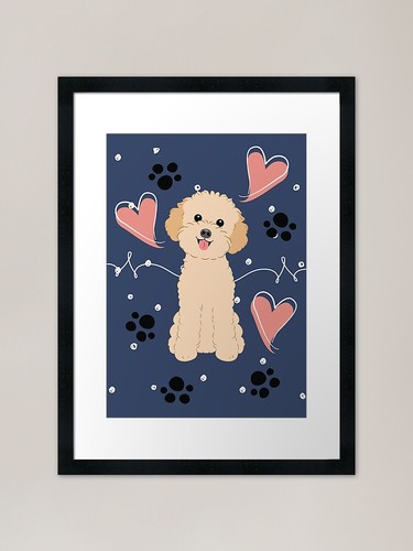 Love apricot toy poodle - love, framed