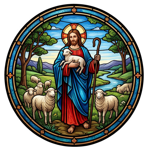 Christian stained glass window - glass,