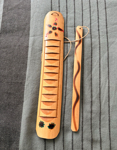 Wooden analogue guiro with - wooden,