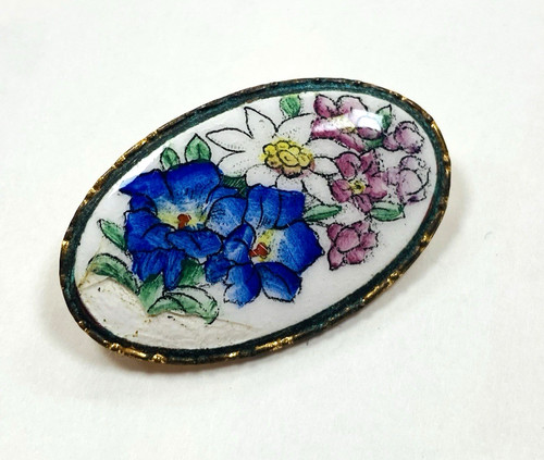 Art deco enamel brooch - deco,
