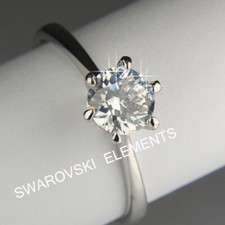 18K Whtie Gold Filled Lady Men made with Swarovski Crystal 7mm Ring # S V/1120