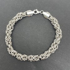 Silver Bracelet 24g Byzantine Style 8”long stamped 925 Made In Italy