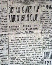 Polar Explorer ROALD AMUNDSEN Death Official AIRPLANE Latham 47 1928 Newspaper 