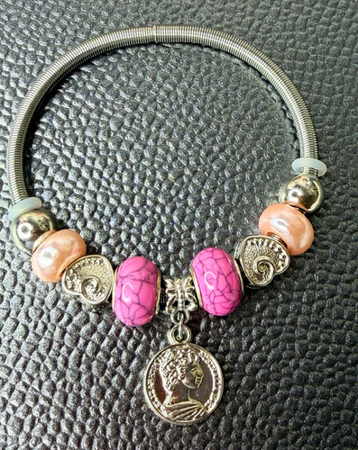 Silver tone snake chain - chain, charm