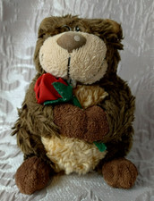 Carte Blanche 6" tall beaver carrying a red rose
