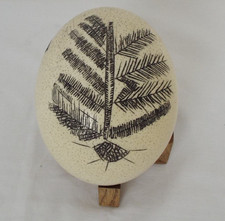 Decorated Blown Ostrich Egg with Stand