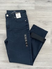 M&S SIENNA WOMENS HIGH WAISTED DARK DENIM STRAIGHT LEG JEANS Size 14 Bnwt