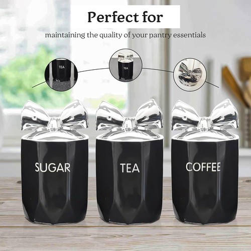 Tea coffee sugar jar black - sugar,