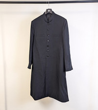 Men's CERUTTI Longline Matrix Coat Black LARGE overcoat jacket long mandarin M L