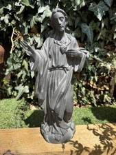 Sacred Heart of Jesus Religious Statue shrine / grave cast stone 14"  flat back 