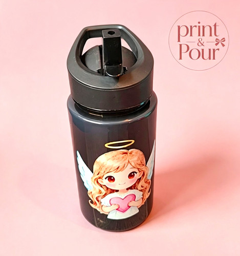 Black 450ml plastic water - black,