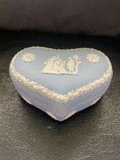 Jasper Ware Wedgwood Heart-Shaped Pin Trinket Dish Vintage Blue