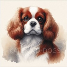 KING CHARLES CAVALIER Watercolour ART PRINT DOG GIFT Christmas Birthday Present