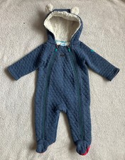 Ted Baker Boy Pram Suit Baby Grow Quilted Blue Sleepsuit All in One 3-6 Months