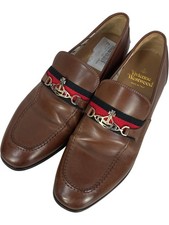 Vivienne Westwood Brown Leather Loafers Gold Orb Accent Size 8