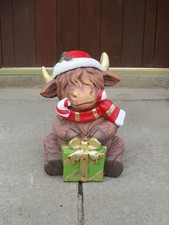Christmas Highland Cow Statue
