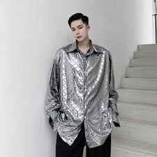 Mens Silver Casual Prom Shirt