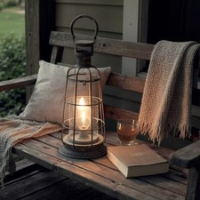 Metal LED Candle Lantern Stylish and Rustic with Handle for Cozy Indoor/Out