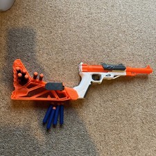 Nerf Gun Sharpfire with Stock + Barrel Attachments. Holster Pistol + Bullets. 