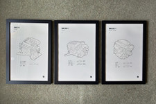 Framed BMW engine line drawing