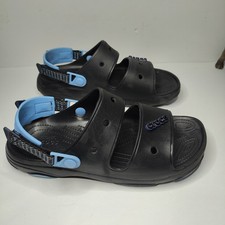 Crocs All-Terrain Mens Black/Oxygen Blue Heel Strap Sandals Size Mens 12 207711