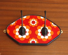 22cm Retro Style Coat Hooks - Vintage French Formica Mid Century Hanger Floral