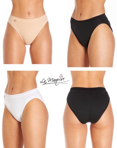 Ladies plain high leg briefs - leg,