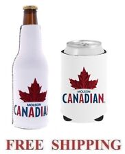 MOLSON CANADIAN 1 BEER BOTTLE KOOZIE + 1 CAN HUGGIE COOLIE COOZIE COOLER SET NEW
