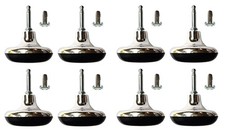 8 x Chrome Feet Bed Legs Glides Castor & Insert For Divan Base Sofa Chair Wheel
