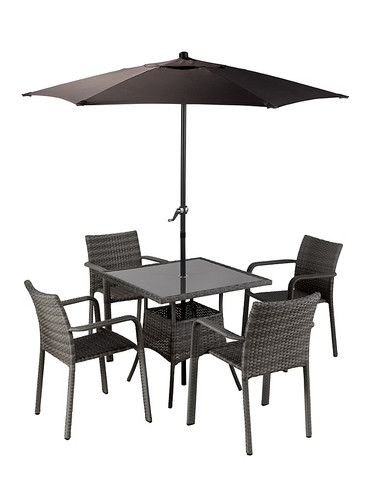Grey rattan piece patio set - grey,