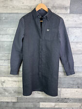 Fred Perry Womens Shirt Dress Size UK 10 Black Grey Checked Long Sleeves Casual