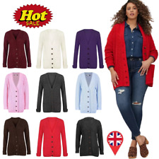 Women's Knitted Grandad CARDIGAN, Ladies LONG SLEEVES Button Sweater PLUS SIZES.