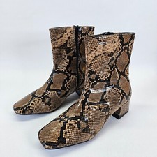Marks & Spencer Ankle Boots Vegan Snake Print Block Heel Insolia Technology UK 6