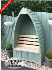Gothic Boat-Shaped Garden Arbour Seat - Handcrafted, Painted, Assembled