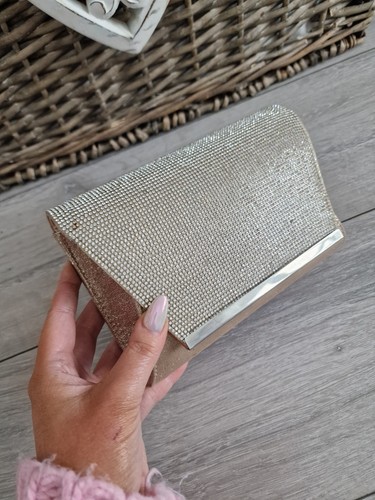 Quiz rose gold diamante clutch - rose,