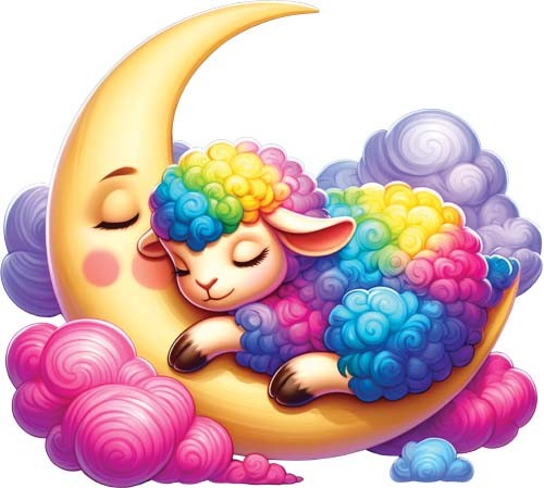 Colourful baby sheep - wall, art