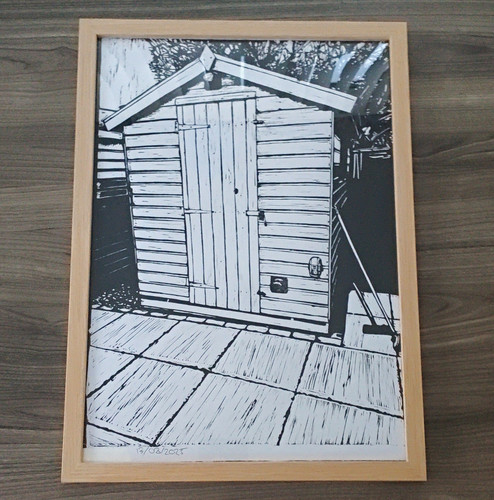 Framed black white wooden - framed, &