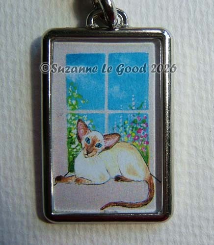 Siamese cat art keyring - , key