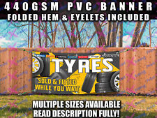 TYRE SHOP BANNER GARAGE TIRES ALLOY WHEEL SIGN SIGNS Indoor Outdoor PVC Eyelets