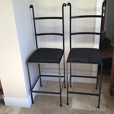 Pair Vintage french Hand Forged wrought Iron, Kitchen Stools/Dining Chairs